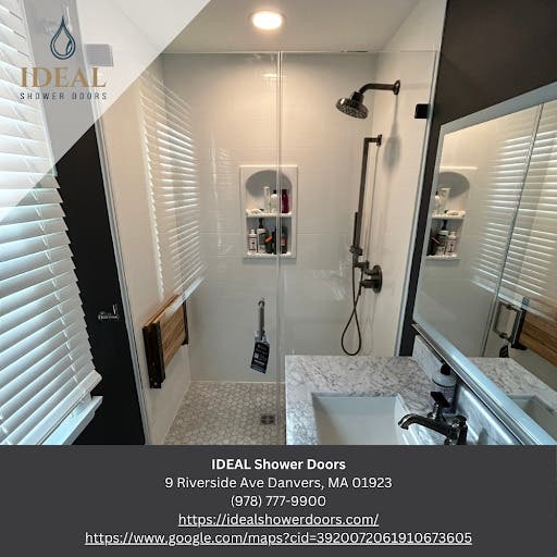 IDEAL Shower Doors in Danvers Installs Custom Frameless Sliding Shower Doors for North Shore Bathroo