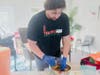 Ryan from Treasure Coast Food Bank demonstrates healthy meal preparation during his 'Eating Better on a Budget presentation for Independent Living residents.