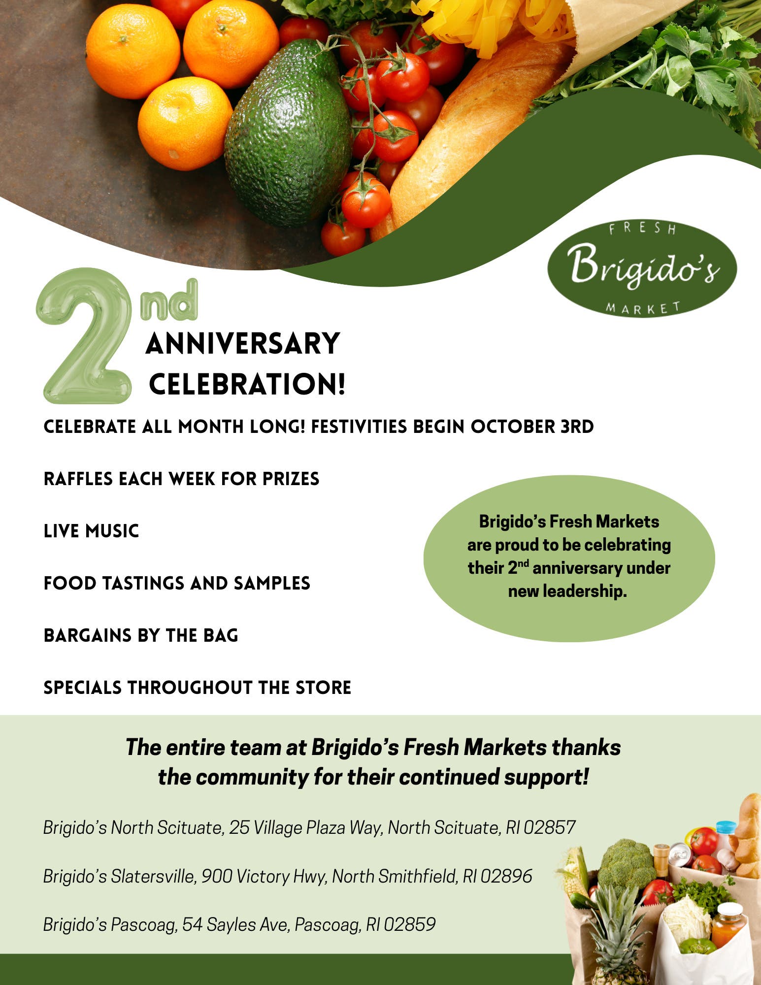 Brigido’s Fresh Markets Celebrate 2nd Anniversary with Month-Long Festivities!