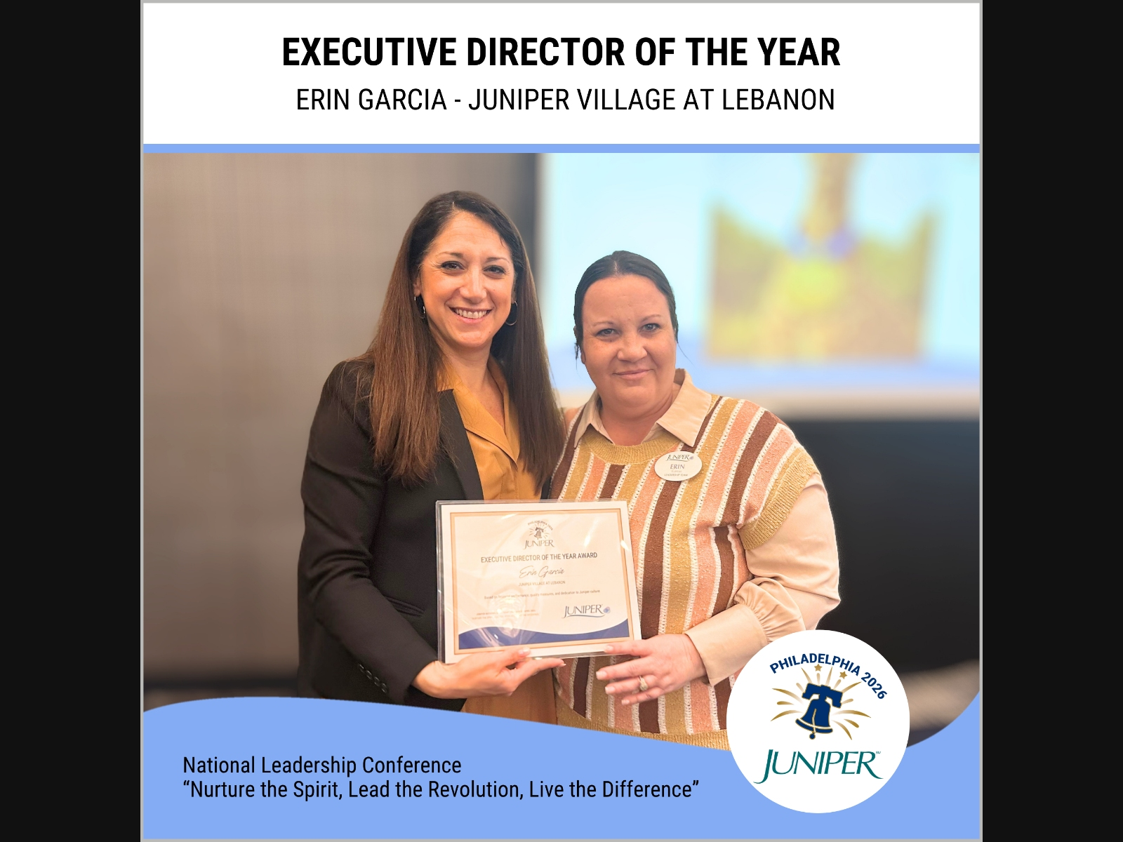 Erin Garcia recognized as 2026 Executive Director of the Year by Juniper Communities.