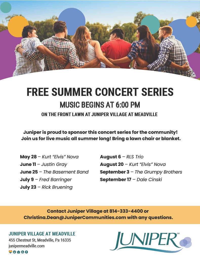 Summer Concert Series Kick Off at Juniper Village at Meadville!