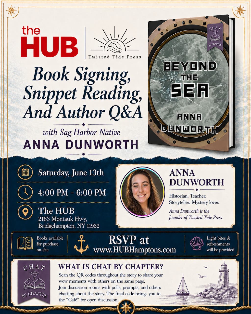 The HUB x Book Signing and Author Q&A with Sag Harbor Native Anna Dunworth