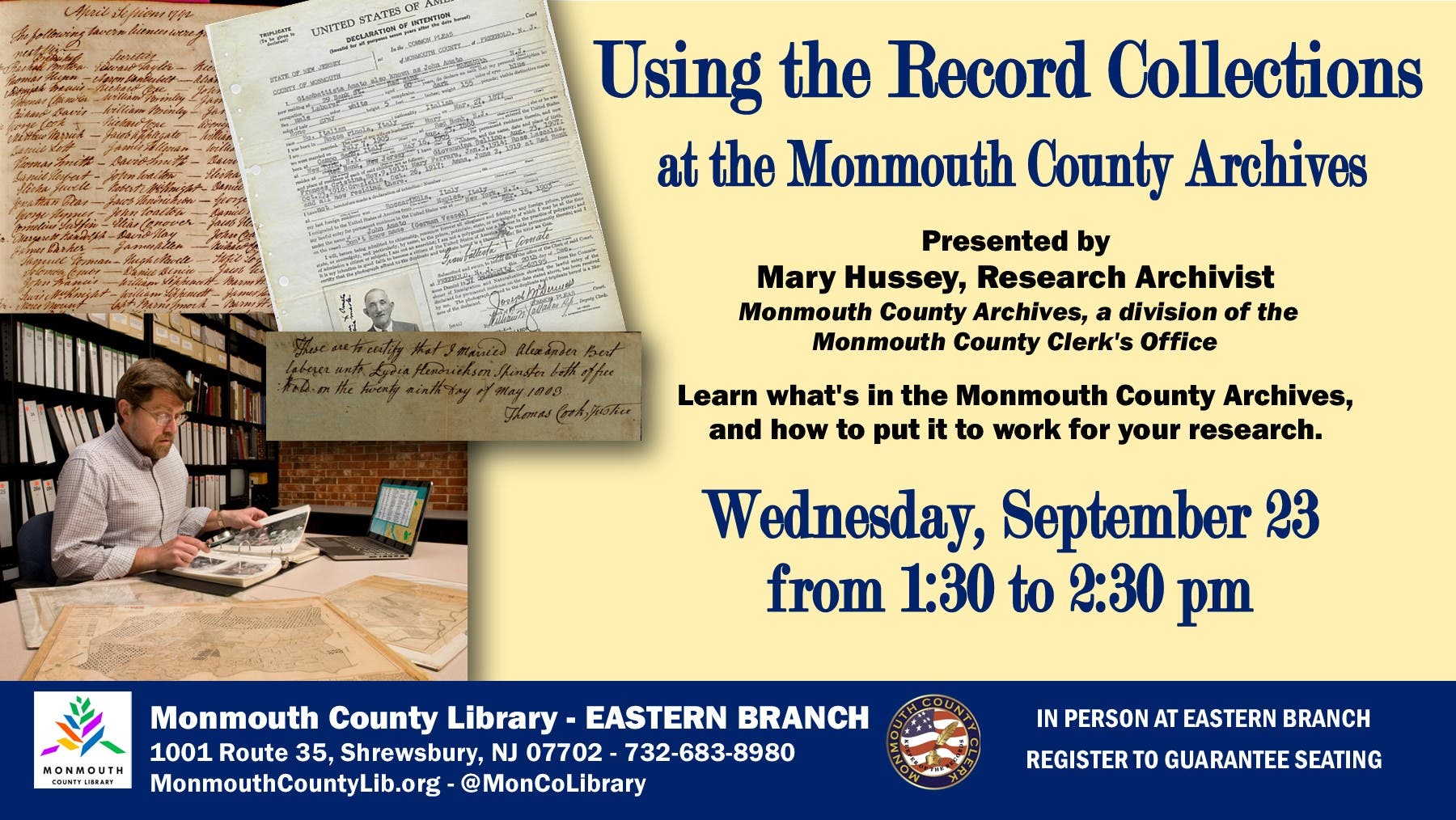 Using the Record Collections at the Monmouth County Archives