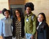 Great Oaks Legacy alumni Aaronae Everson and Nathan Duguid and NJPCSA Community Organizer Ashley Cordero meet with Assembly Budget Chair Eliana Pintor Marin (D-Newark)