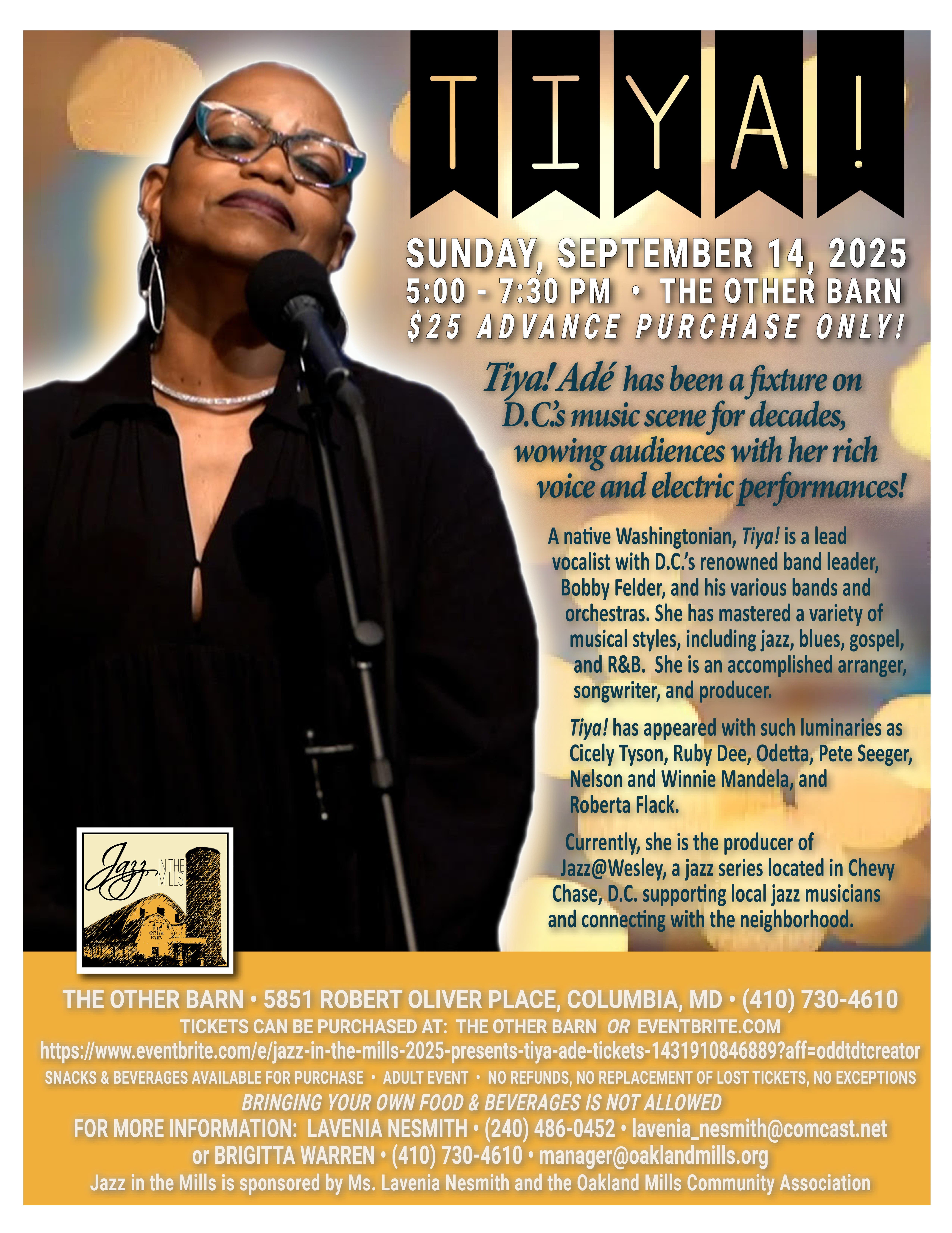 Jazz in the Mills Presents Tina Adé