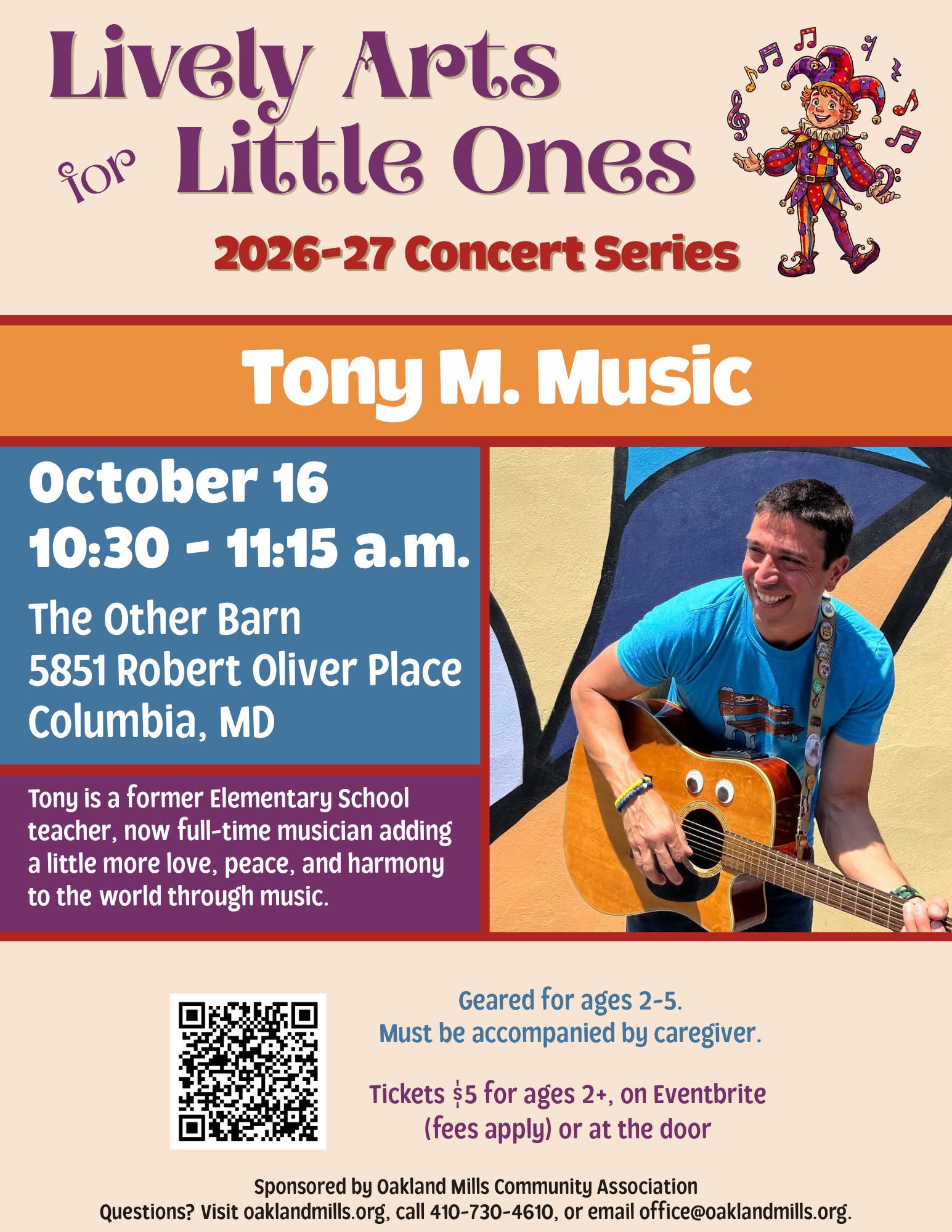 Lively Arts for Little Ones Presents Tony M. Music