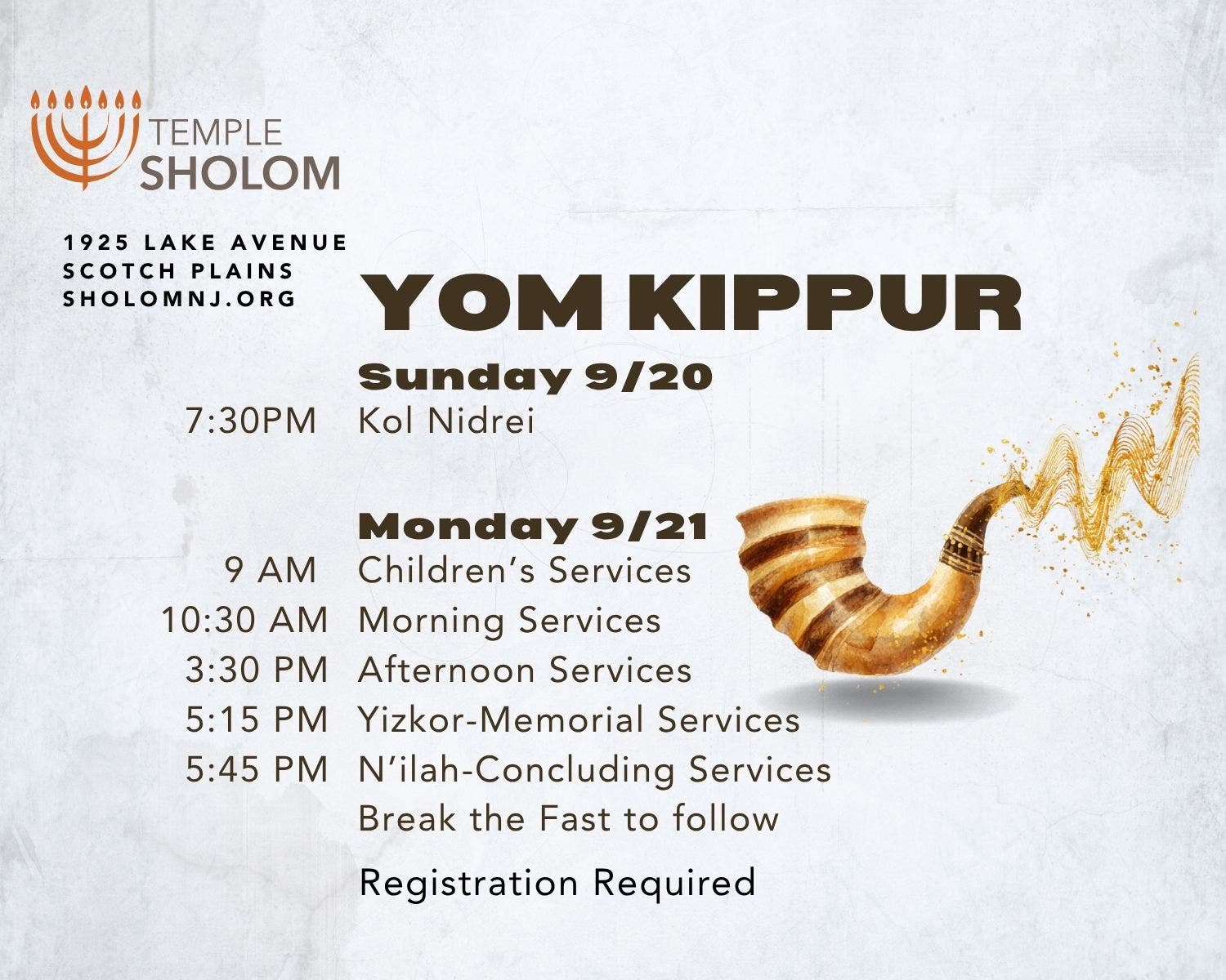 Yom Kippur is Almost Here - Temple Sholom Welcomes You to Worship with Us