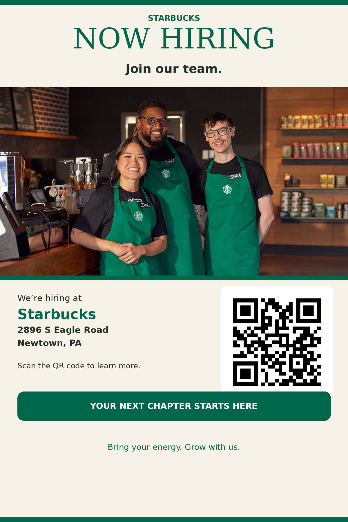 Starbucks in Newtown on Eagle Road is Hiring!