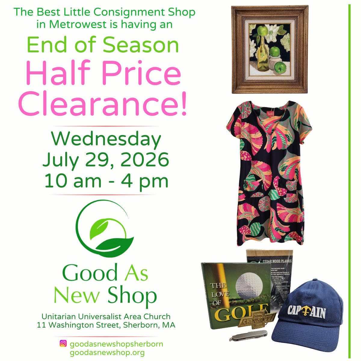 End of Season Half Price Clearance!