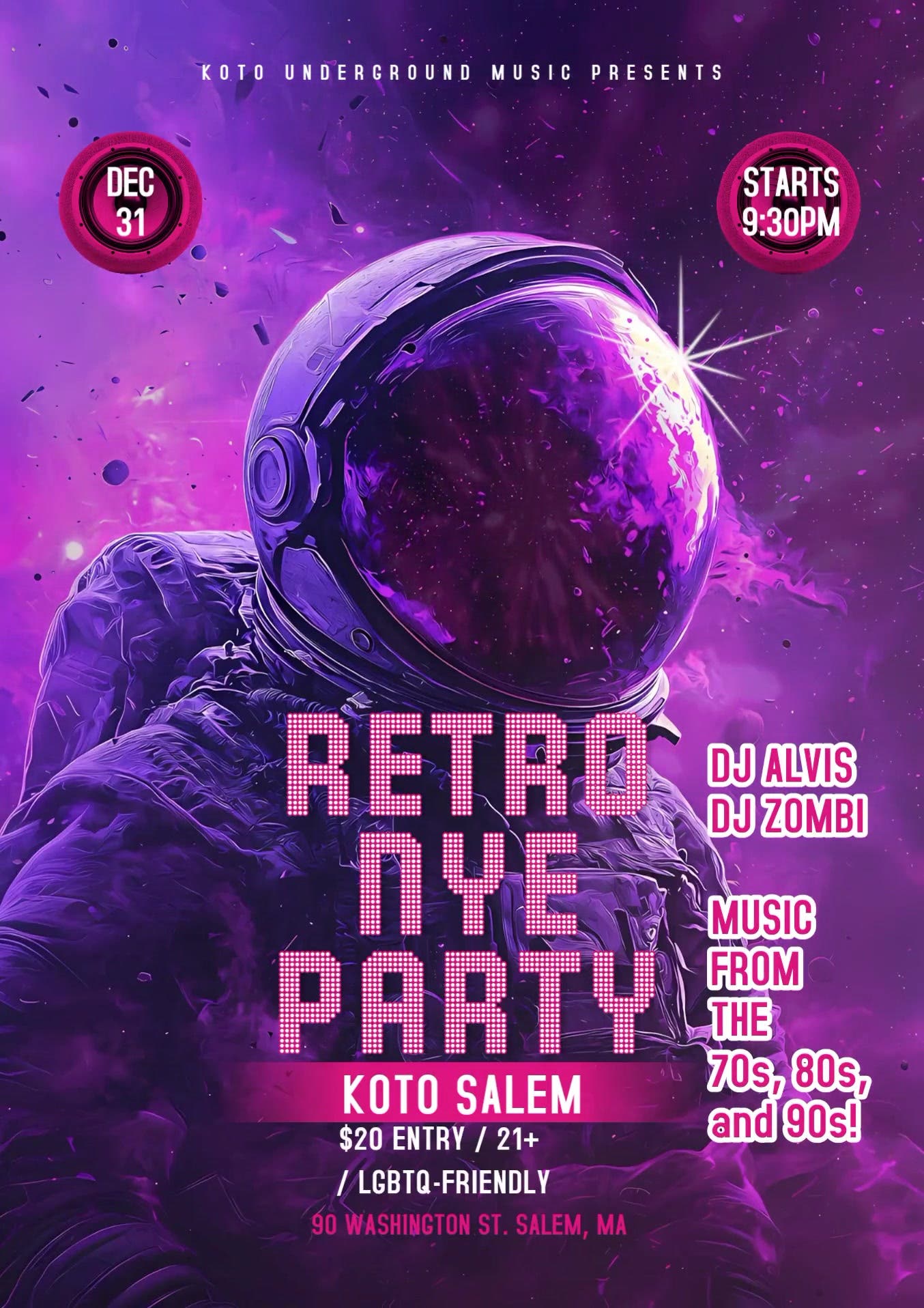Retro New Year's Eve at Koto, SALEM