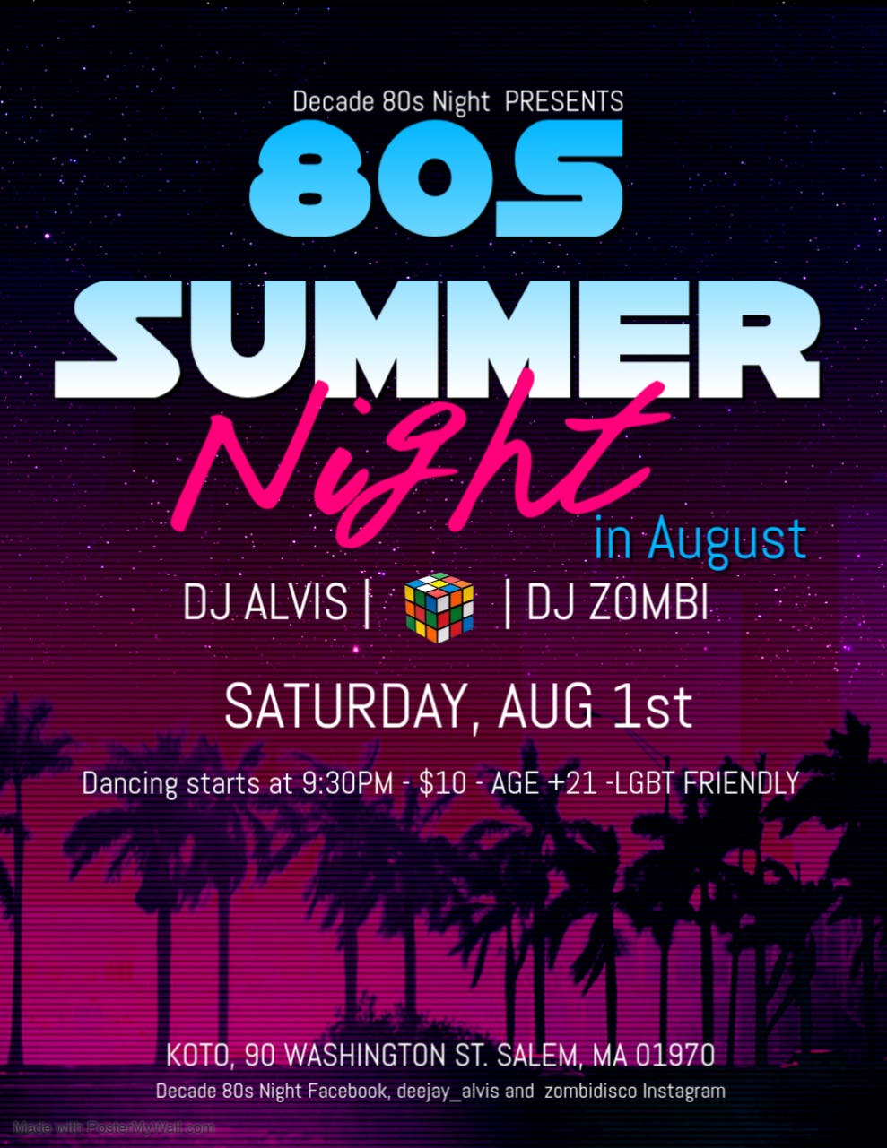  Decade 80s Night in August 