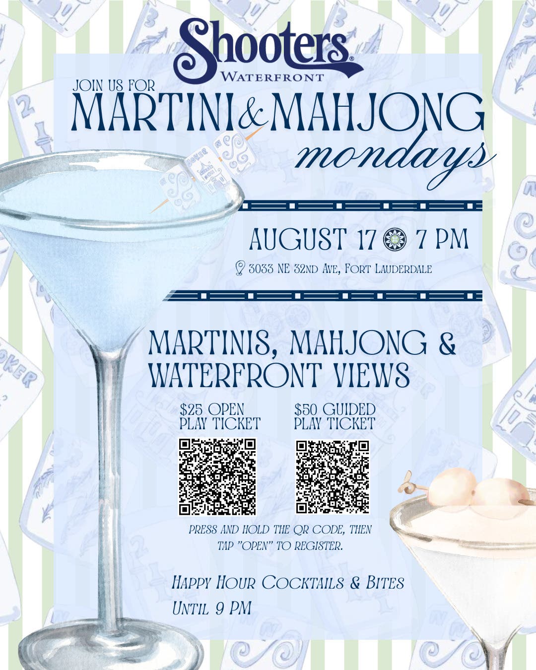 Martini & Mahjong Mondays at Shooters Waterfront