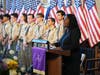 Pastor Barbara Whitlow of the United Methodist Church, speaks to the group about their reverence, one of the strengths that helps bind communities.  The church has supported Troop 7 for 110 years, at the request of Theodore Roosevelt in 1914.