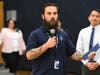 With veteran Milken Educator Ben Nguyen (NV '19) standing beside him, Joseph Kielminski takes the microphone to share some thoughts with the students, colleagues, dignitaries and media who just witnessed his Milken Award surprise.