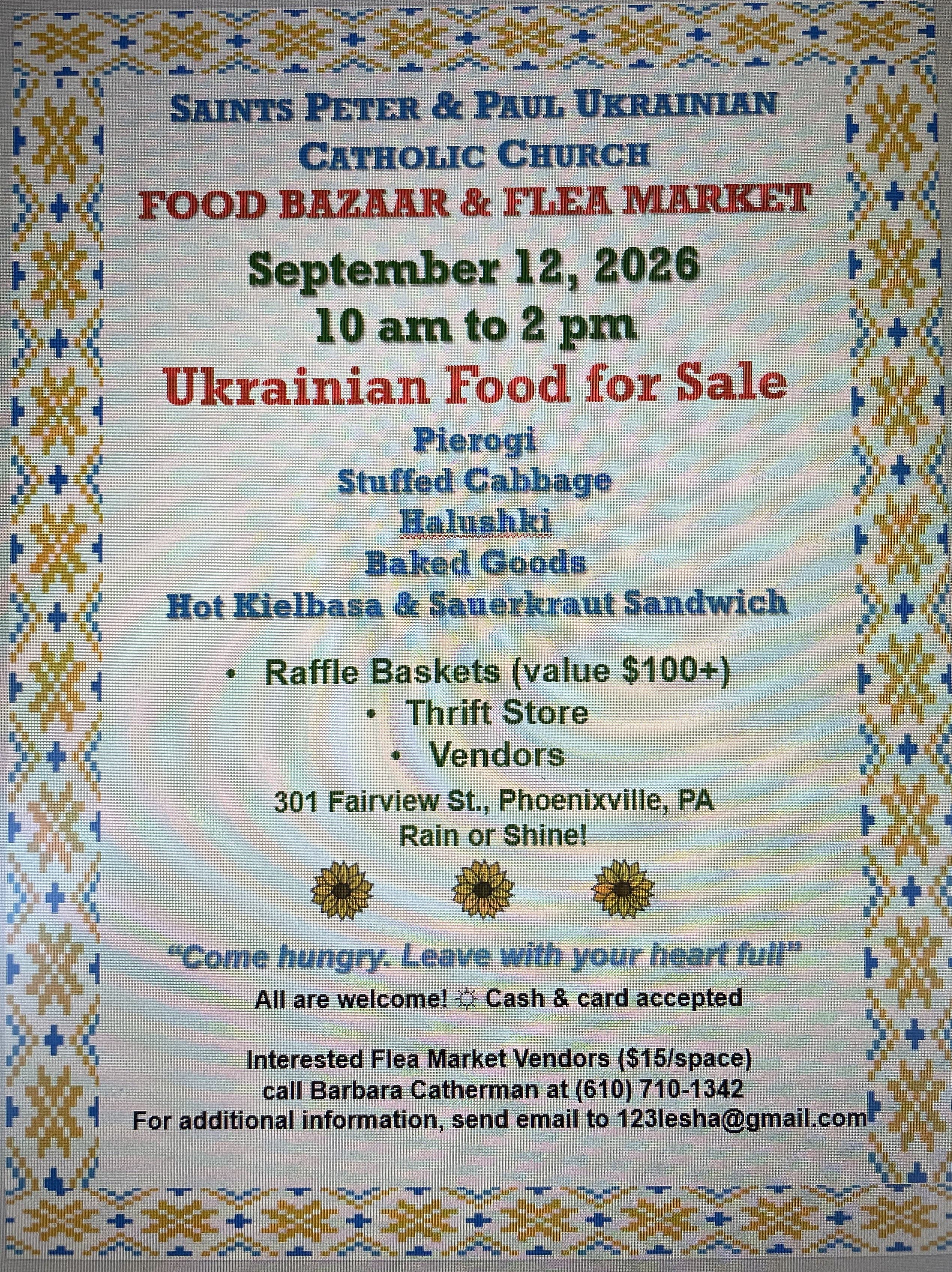 Food Bazaar and Flea Market - Ukrainian Food (10am - 2pm)