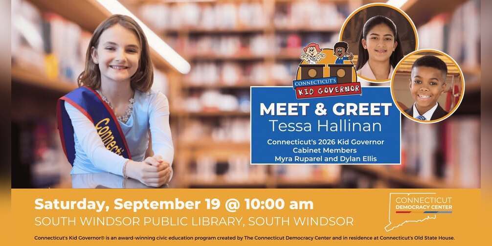Meet & Greet: Kid Governor Tessa and Cabinet Members Dylan and Myra at South Windsor Public Library!