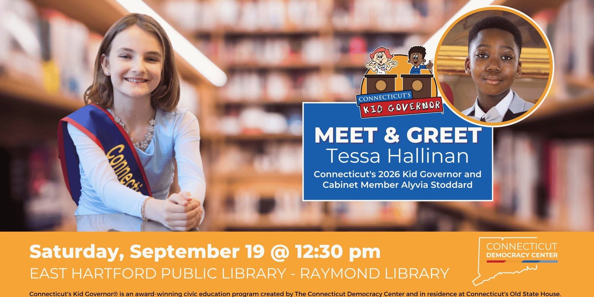 Meet & Greet: Kid Governor Tessa and Cabinet Member Nana at East Hartford Public Library!