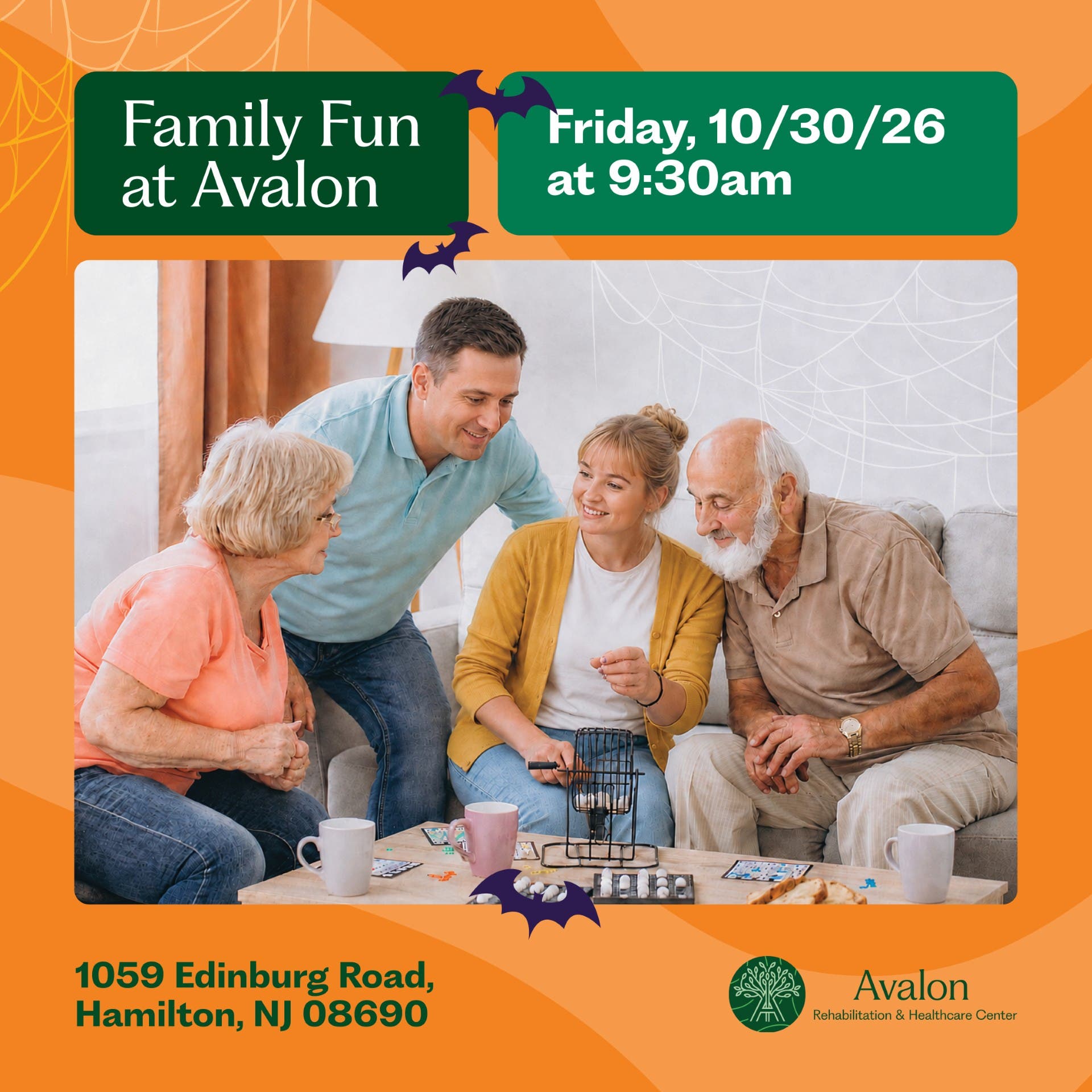 Oct. 30: Family Bingo Fun at Avalon Rehab & Healthcare in Hamilton