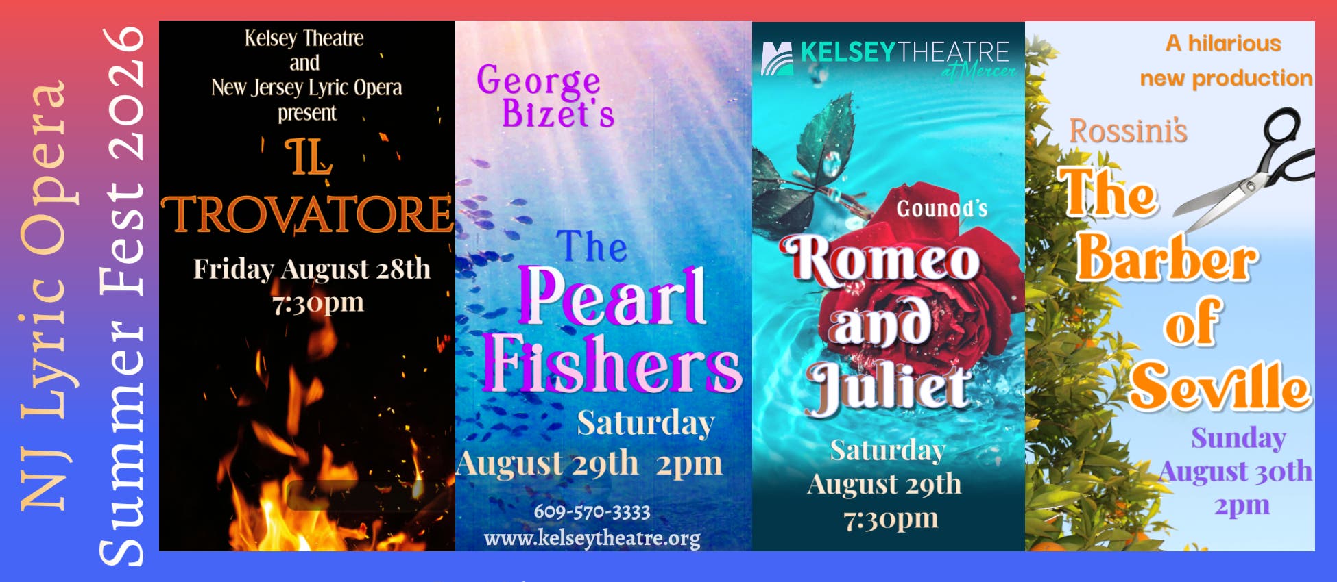 Summer Opera Fest Aug 28-30: Romeo & Juliet, Il Trovatore, Pearl Fishers, Barber of Seville