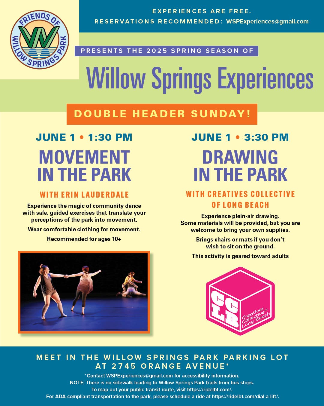 Double Header: Movement in the Park and Drawing in the Park