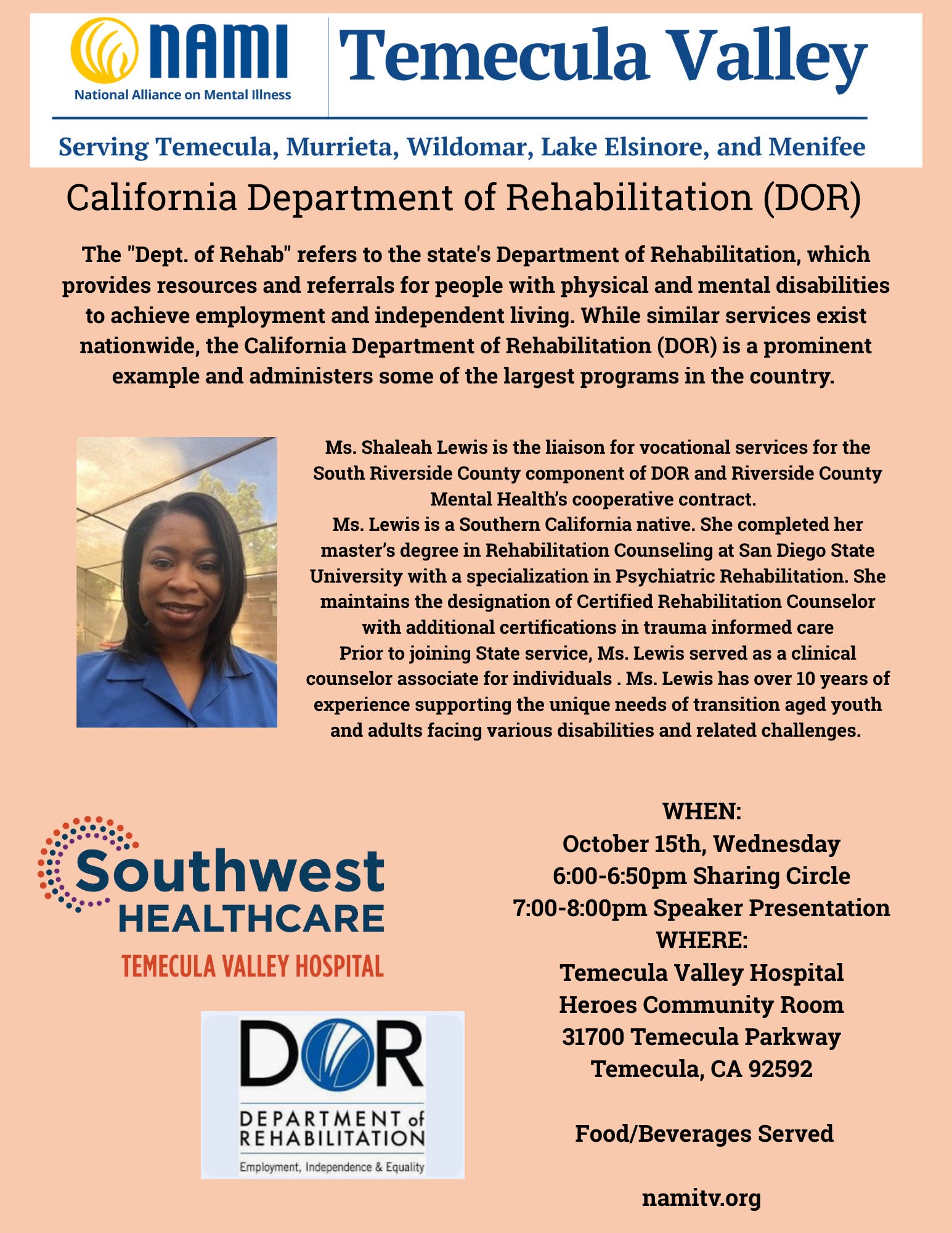 NAMI Temecula Valley Monthly Speaker Meeting