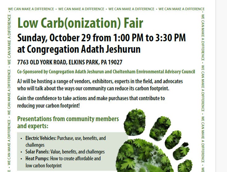 Oct 29 Low Carb(onization) Fair Free electric car rides & induction
