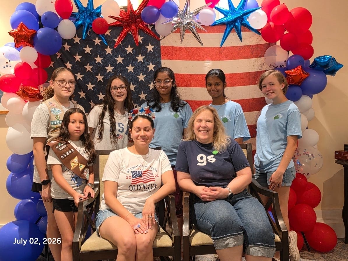 Shrewsbury Girl Scout Troop 11087 and Adult Troop 2016 recently hosted a July 4th celebration at The Residence at Orchard Grove.