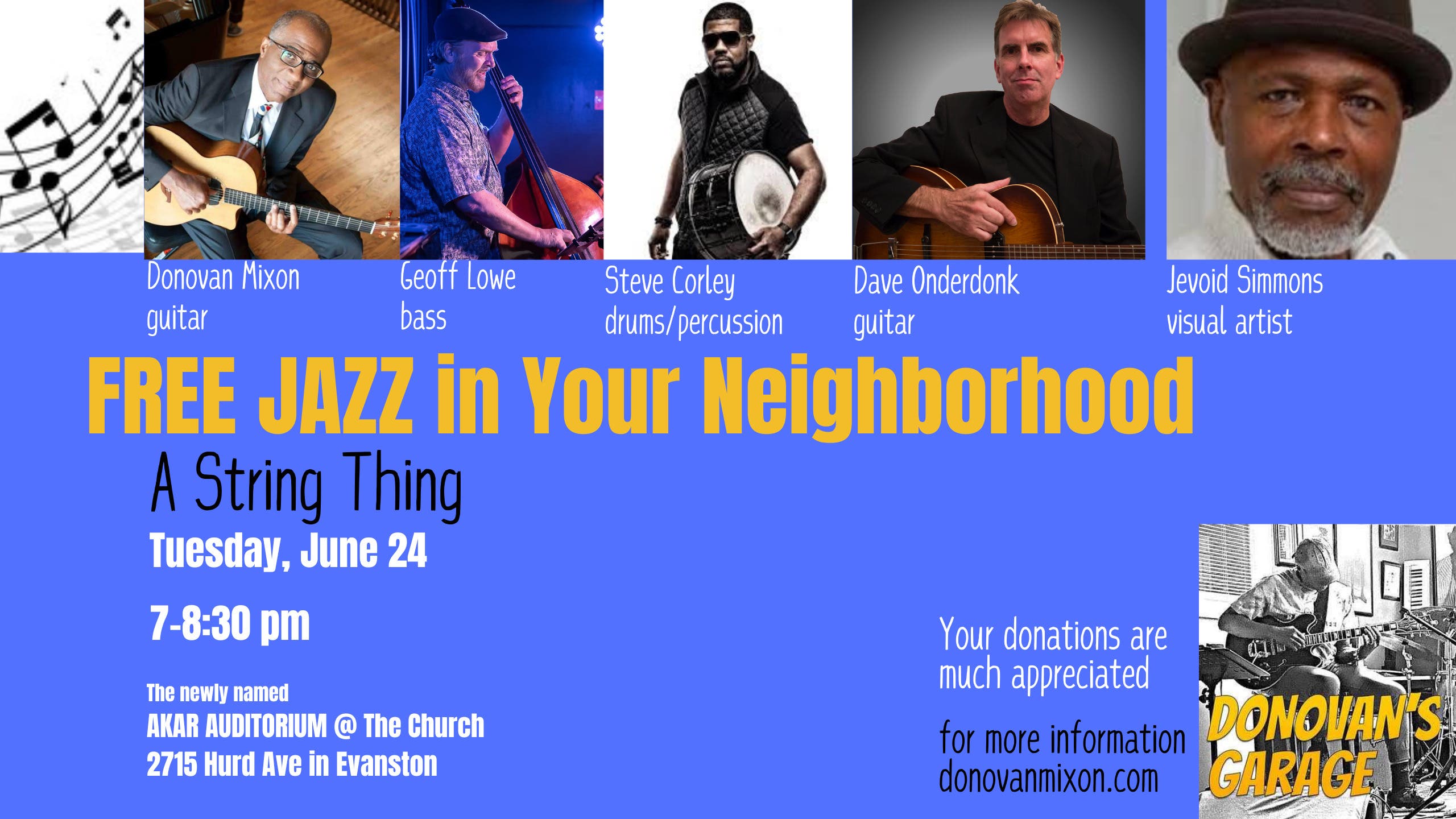 Evanston Jazz:  “Donovan’s Garage” Jazz Presents “A String Thing”
