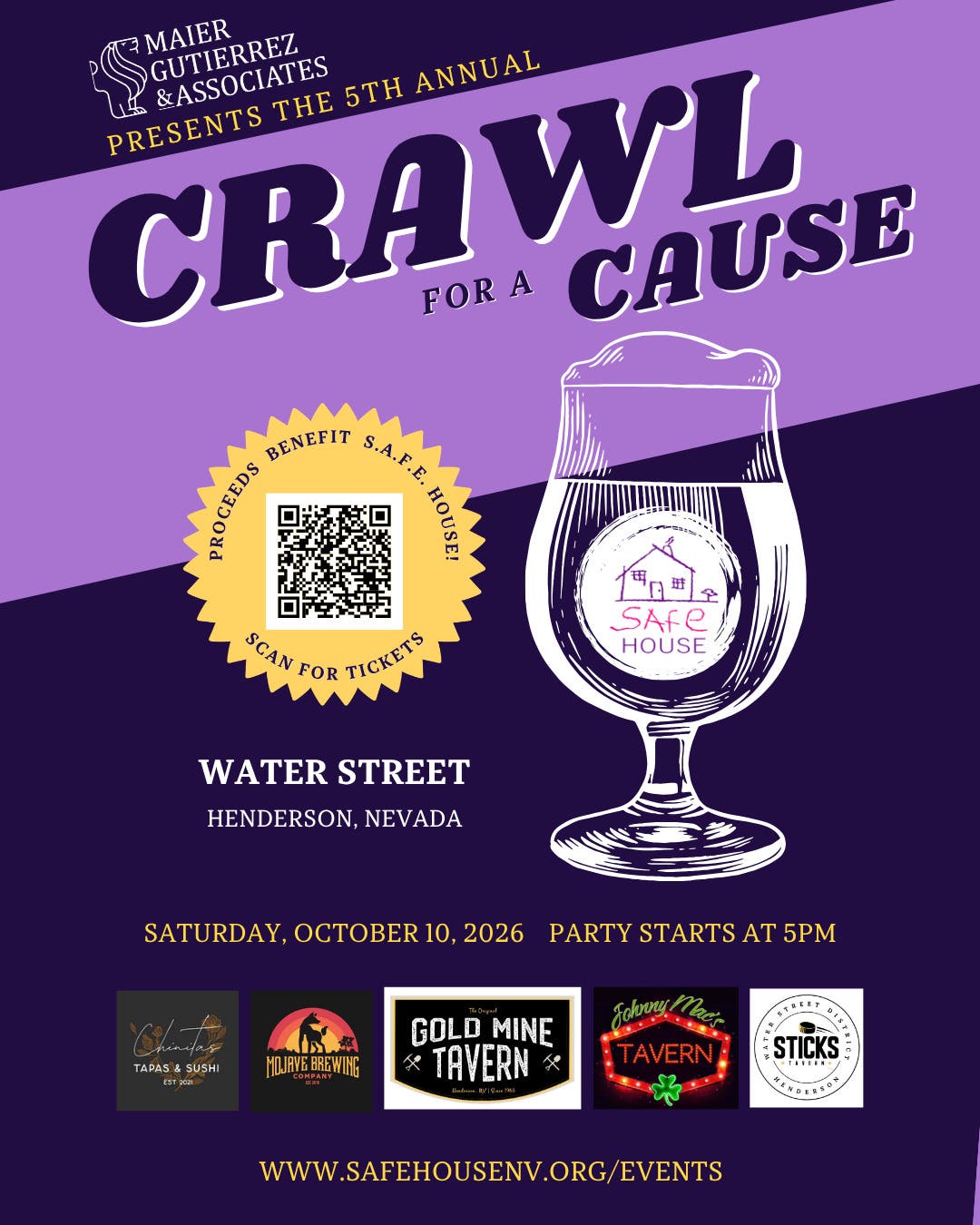 5th Annual Crawl for a Cause benefiting S.A.F.E. House