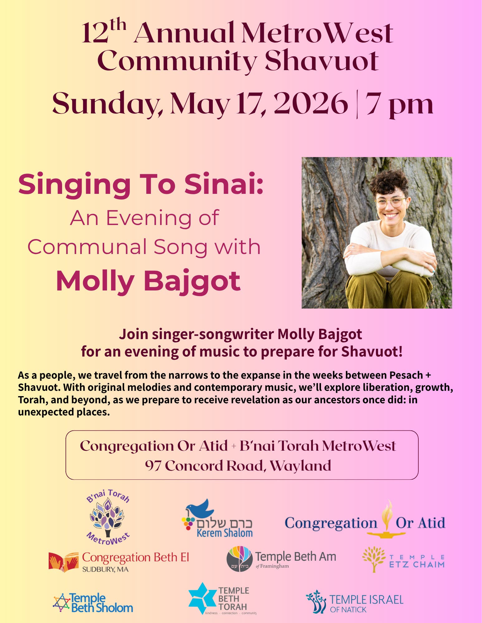 Singing to Sinai: A Shavuot Evening of Communal Song with Molly Bajgot