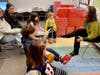 Rabbi Emily Mathis works with students at the JLCMW.