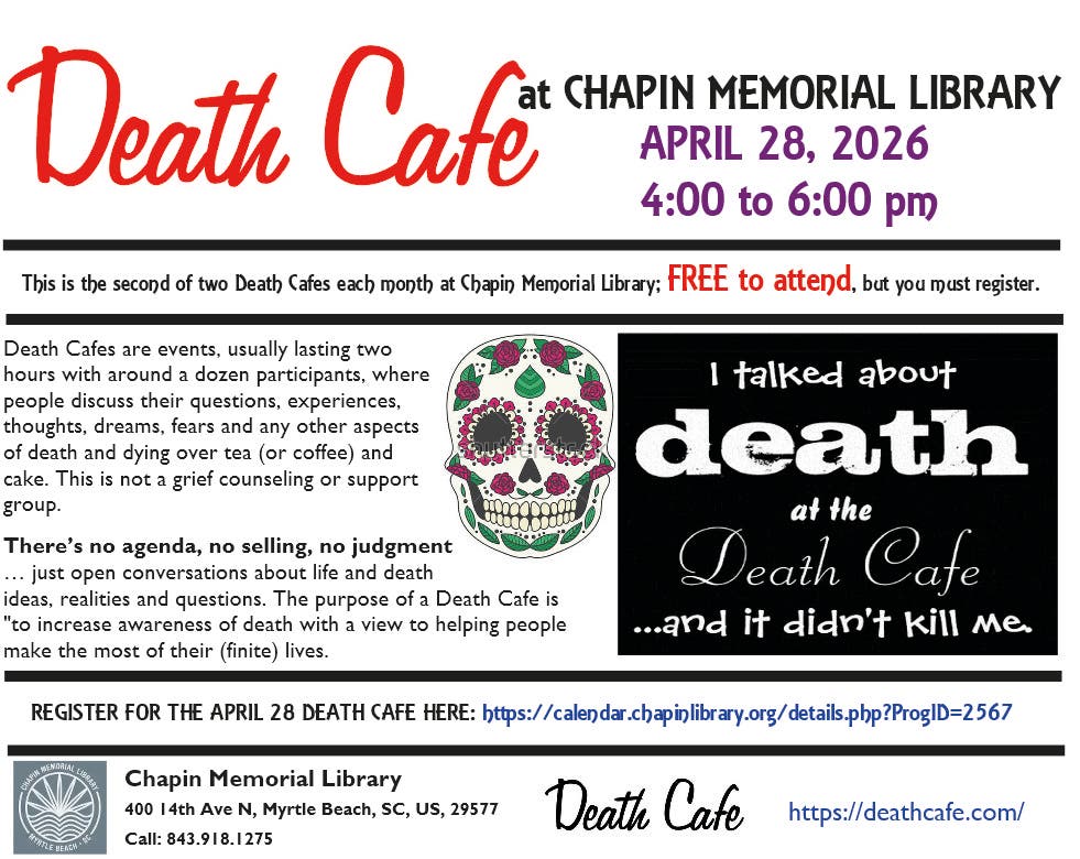 Myrtle Beach Death Cafe at Chapin Memorial Library