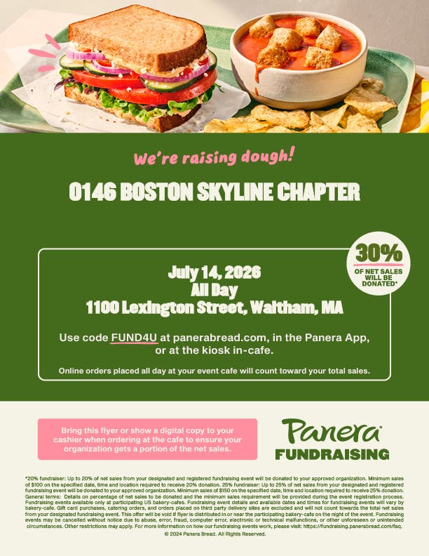 Panera Bread ALL DAY Fundraiser for Boston Skyline Chorus
