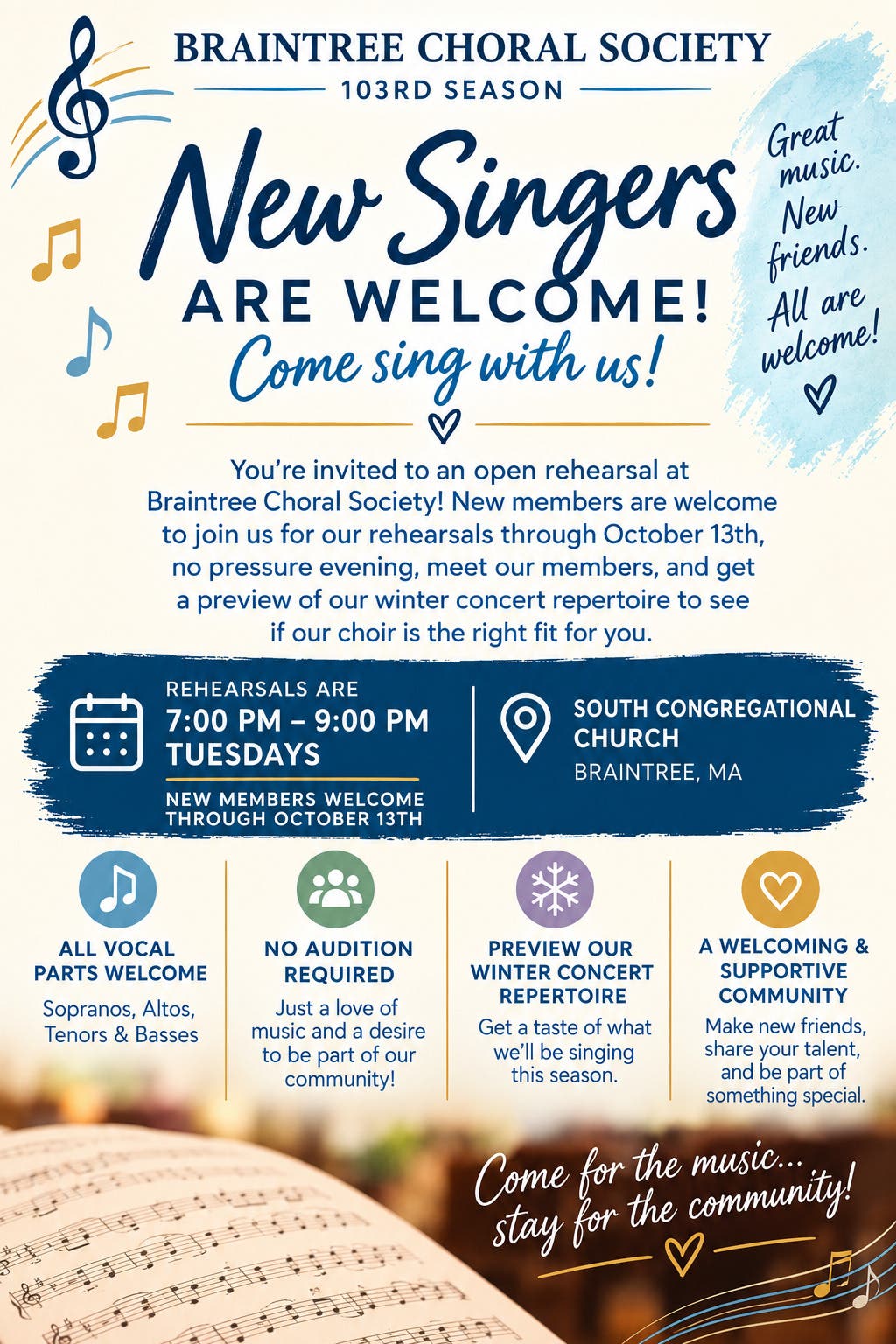 Braintree Choral Society Open Rehearsals