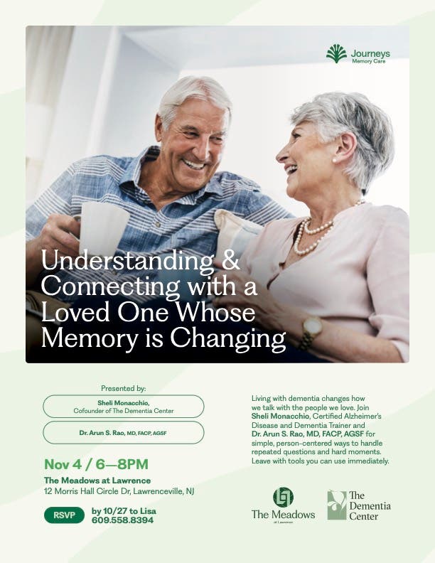 Nov. 4: Understanding Dementia Changes in Your Loved Ones Presentation at The Meadows at Lawrence