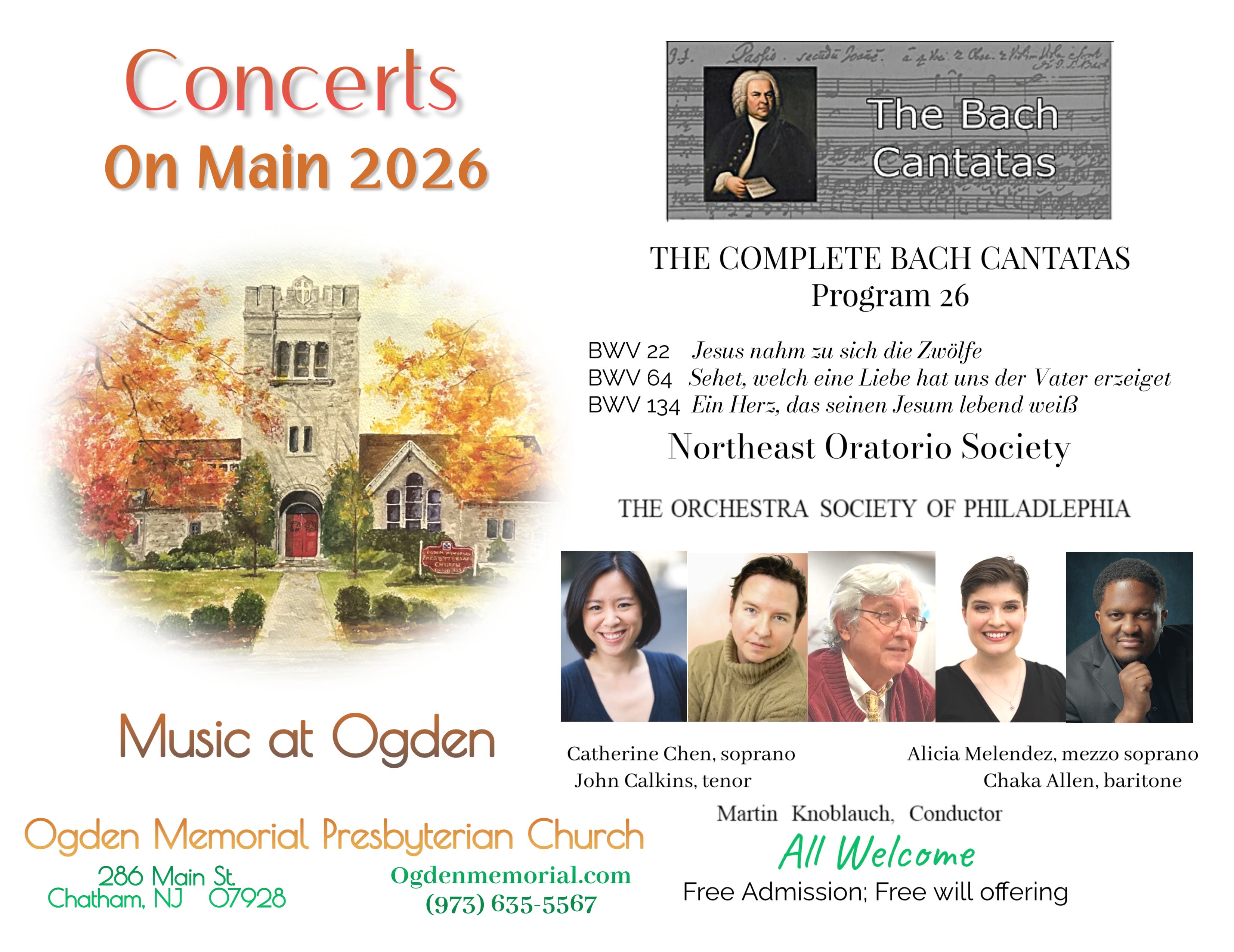 Free Bach Concert November 8th in Chatham