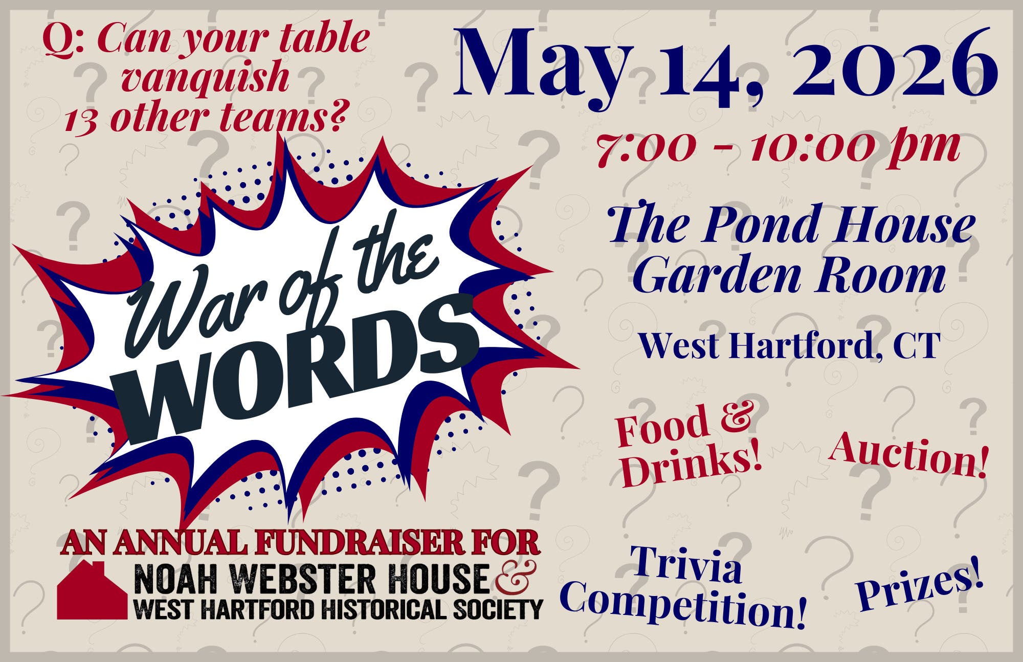 Webster’s War of the Words Trivia Competition & Fundraiser