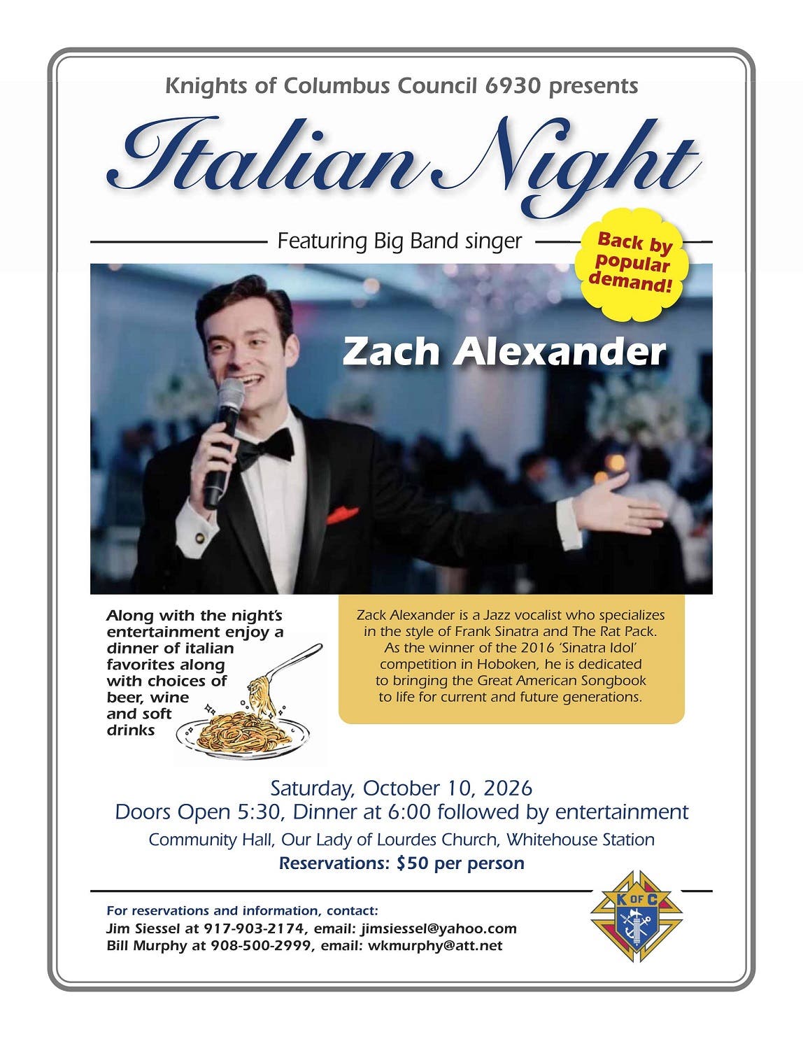 Knights of Columbus Council 6930 Italian Night Dinner & Entertainment