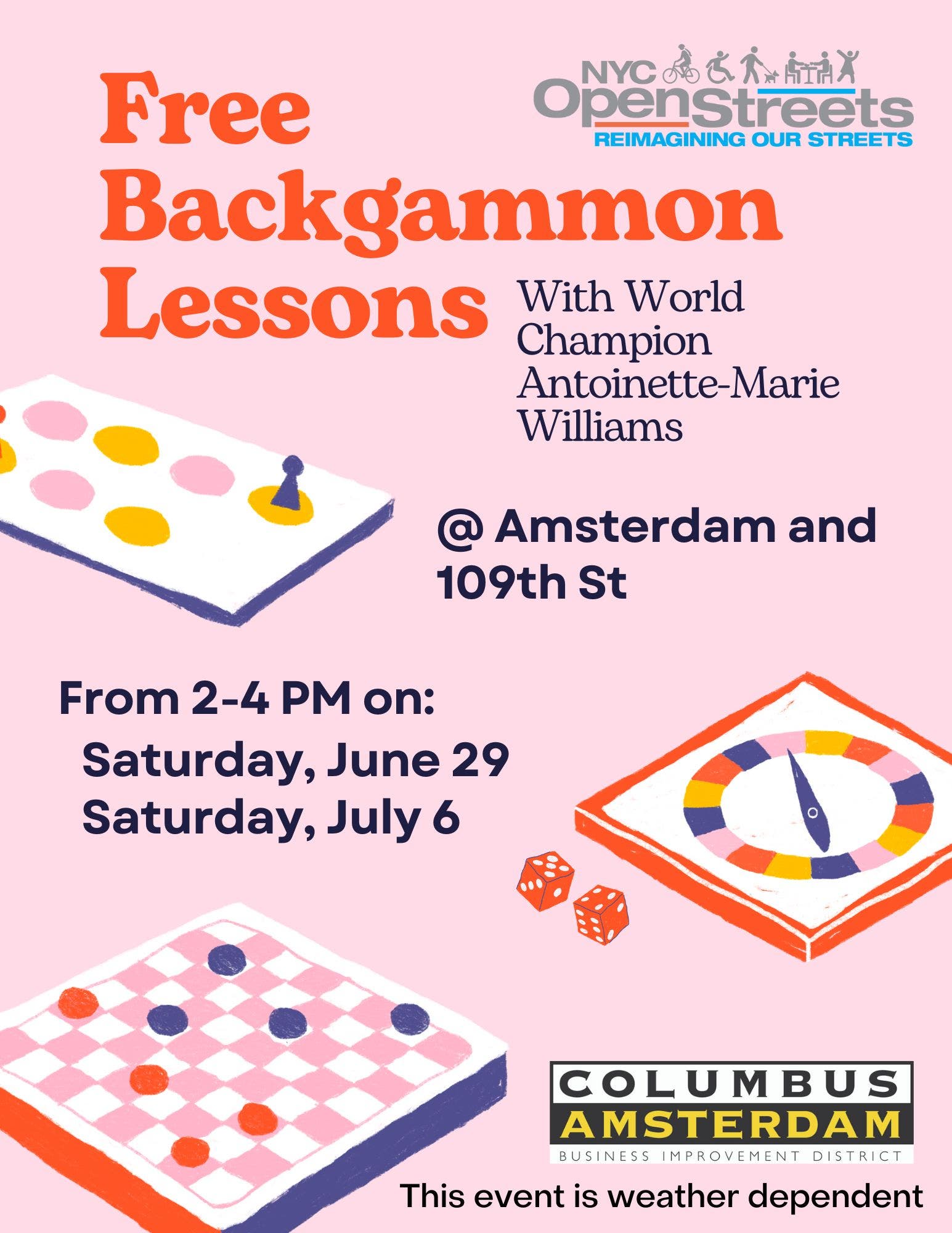 Jun 29 free backgammon lessons open streets 6 29 and 7 6 upper