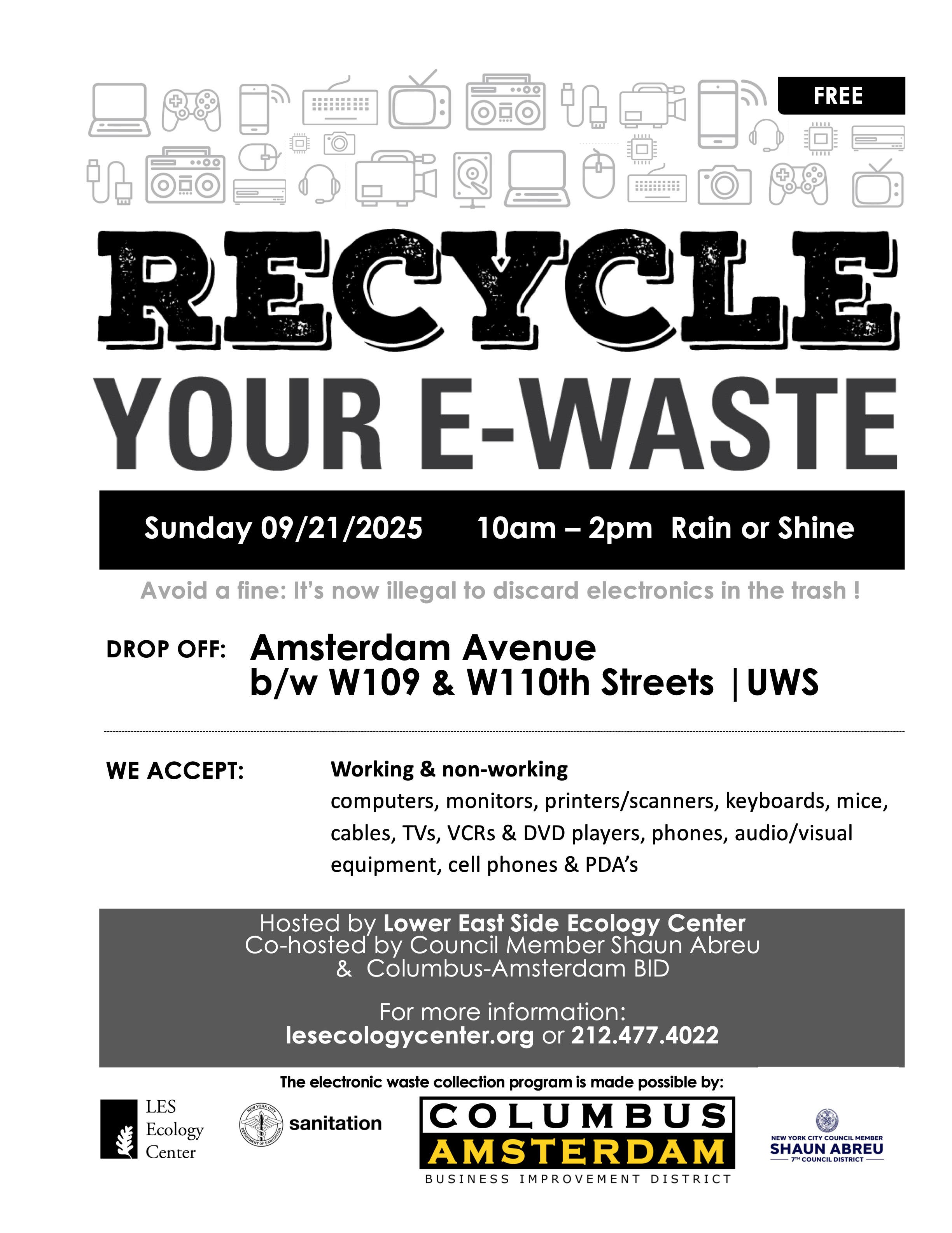 LES Ecology Center E-waste Recycling on 9/21