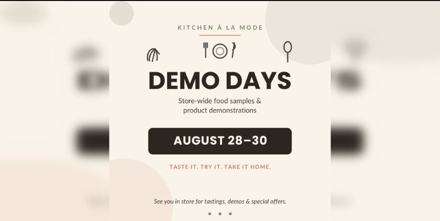 Demo Days August 28th-30th