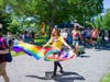 Ridgefield resident, JJ Jarrard, added a splash of color to the Pride March.  Jarrard runs Ridgefield CT Pride's Game Night on the 3rd Thursday of the month from 7-9pm.  To sign up go to www.ridgefieldctpride.com