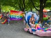 Reina the Ridgefield Mermaid led the town’s Pride parade this year.  “I had no idea humans were so colorful and kind!  I’ll definitely be back for Ridgefield Pride next year!”