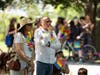 The crowd listens attentively to the opening remarks before the Pride march at Ridgefield Pride in the Park which took place on June 6, 2026.
