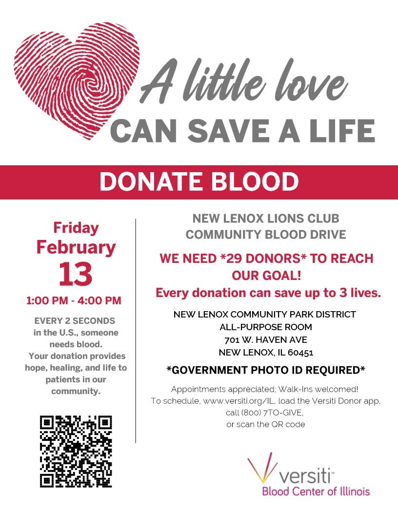 New Lenox Lions Club Blood Drive