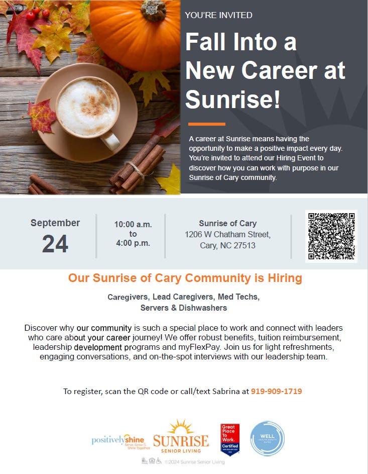 We are Hiring! Caregivers, Lead Caregivers, Med Techs, Servers & Dishwashers