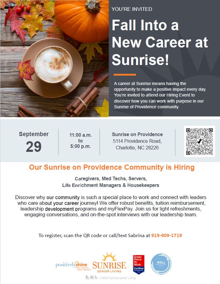 We are Hiring! Caregivers, Med Techs, Servers, Activity Assistant & Housekeepers