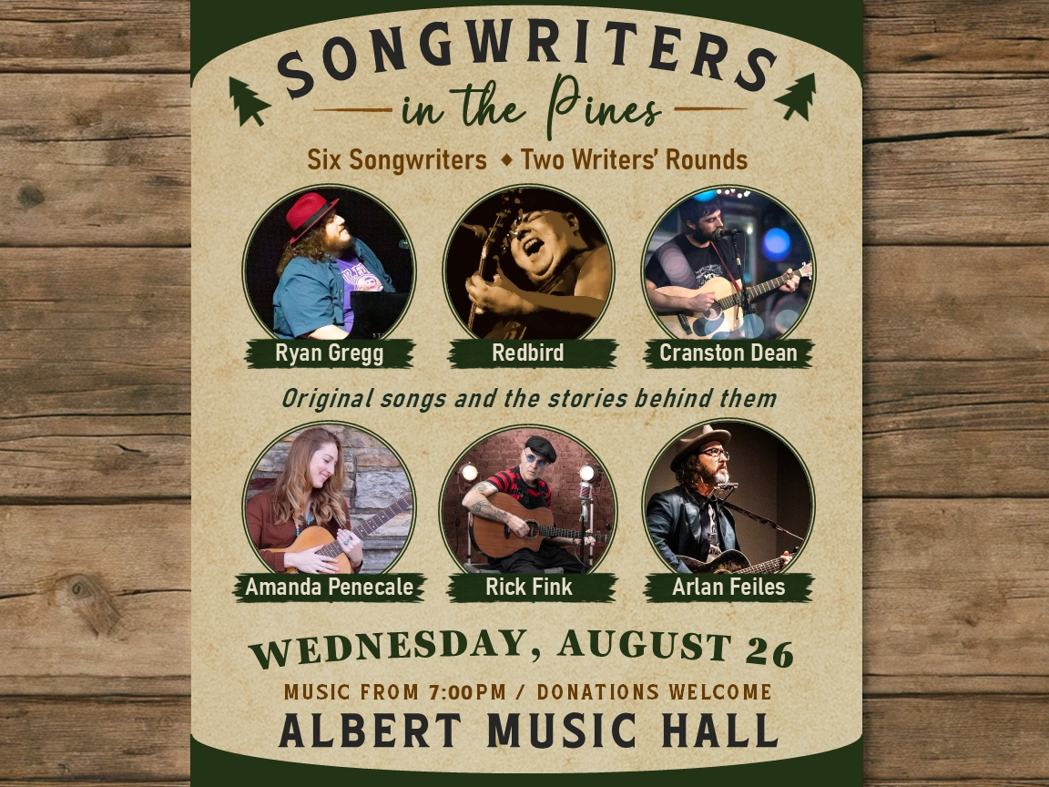 Solo Songwriters in the Pines flyer