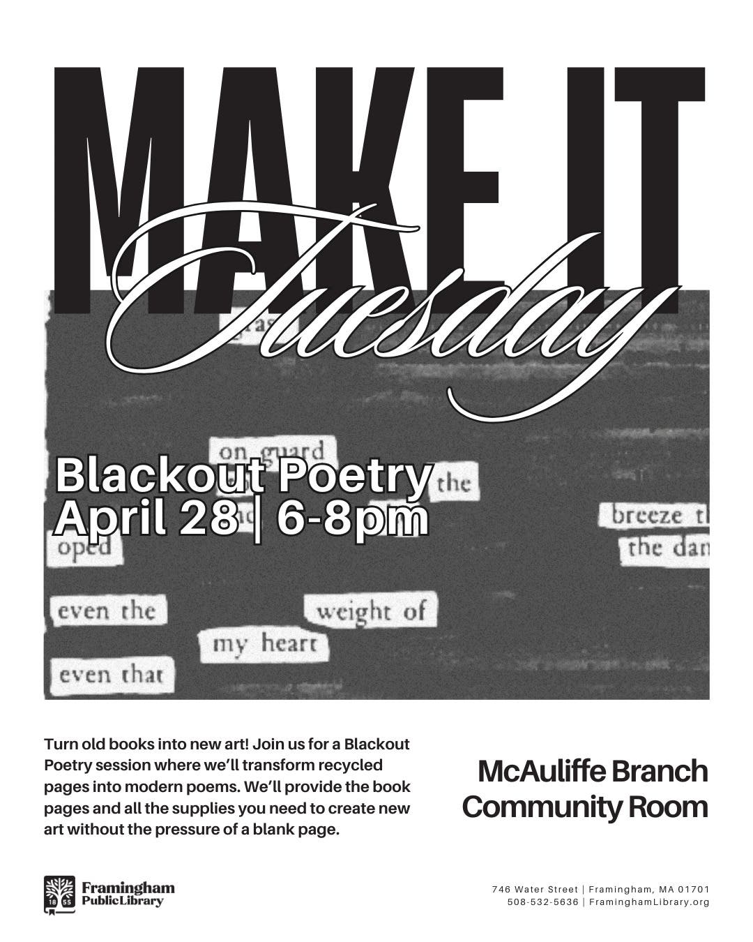 Make It Tuesday: Blackout Poetry | FPL McAuliffe Branch
