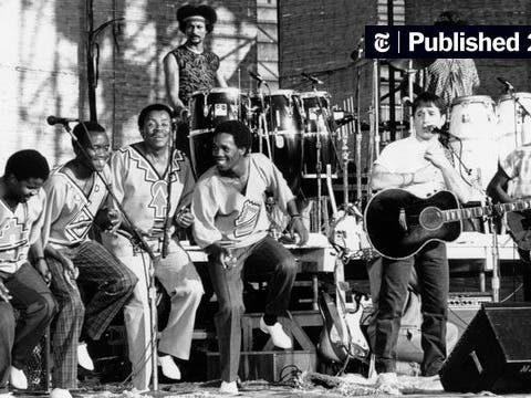 Paul Simon with Ladysmith Black Mambazo in “Under African Skies,” a documentary about his 1986 album, “Graceland.”